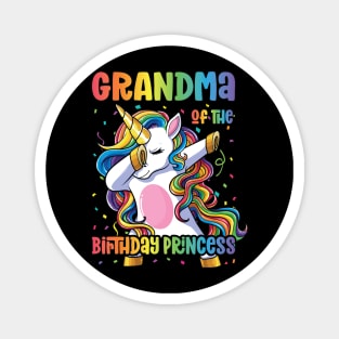 Grandma of the Birthday Princess Dabbing Unicorn Girl Magnet
